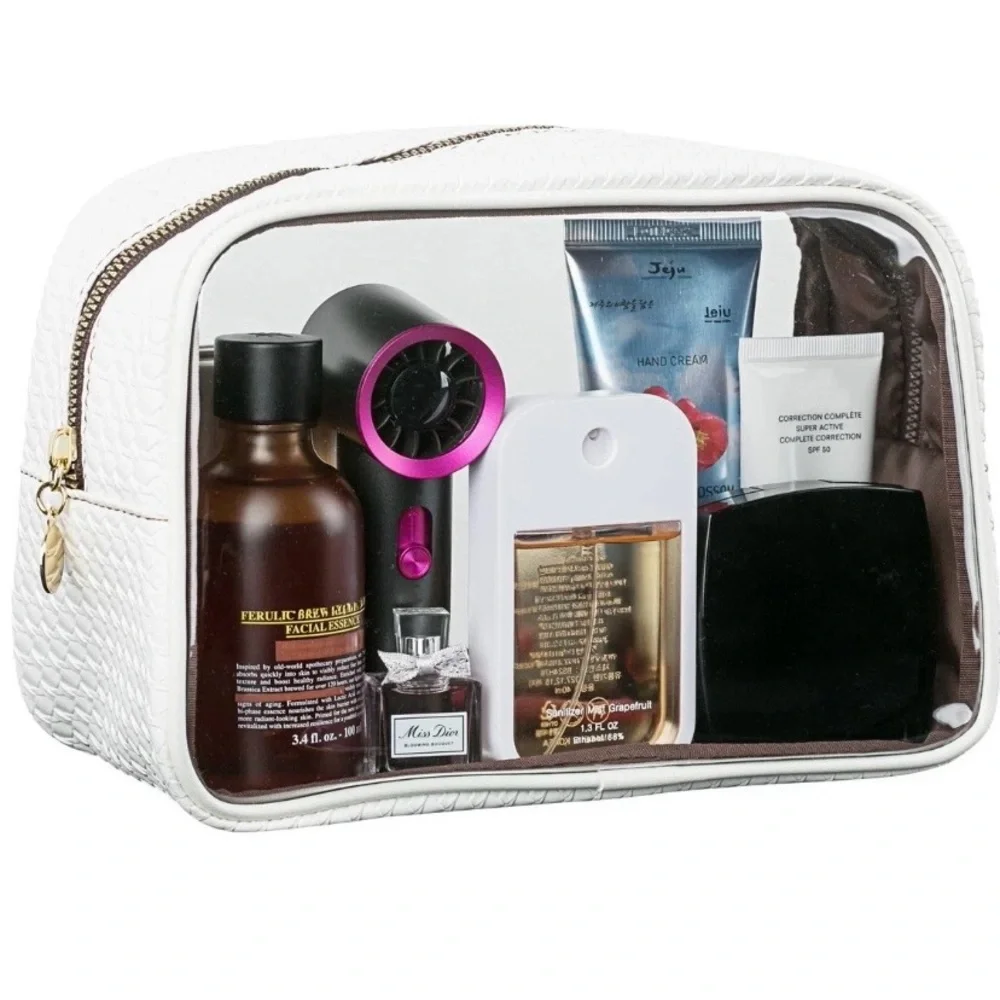 Sylune 3-in-1 Clear Cosmetic Bag Set White NWT